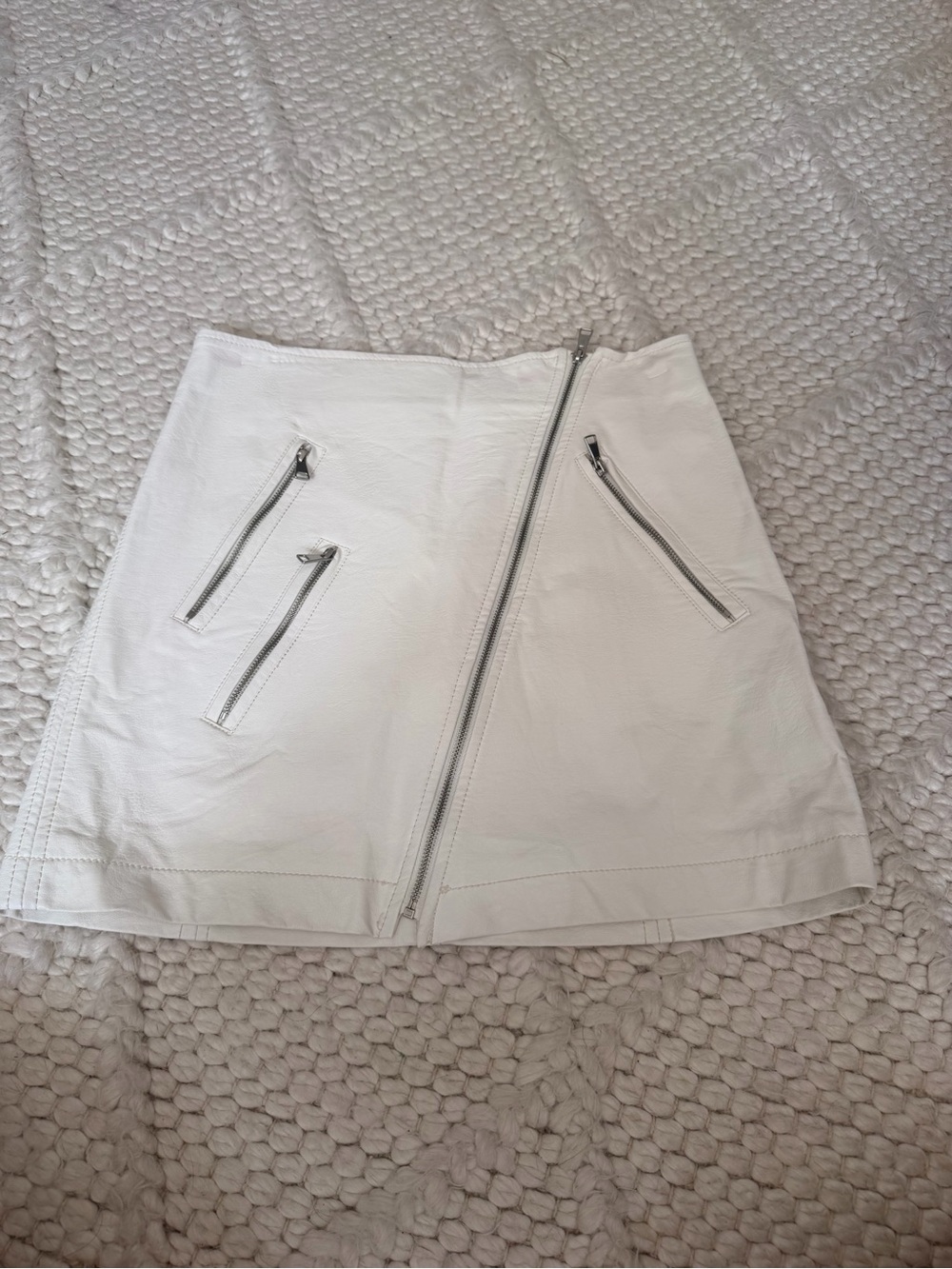 Love Tree White Asymmetrical Zip Mini Skirt